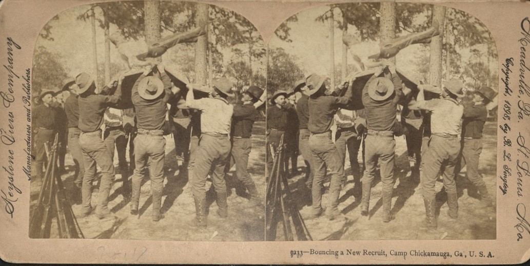 Bouncing a New Recruit, Camp Chickamauga, Ga. U.S.A.